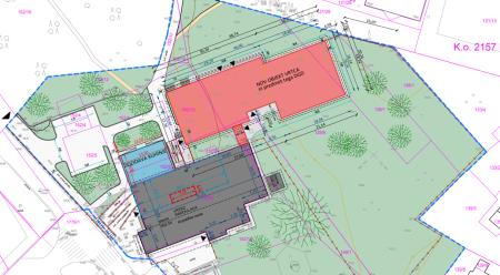 Gradbena situacija dozidave kuhinje in vrtca